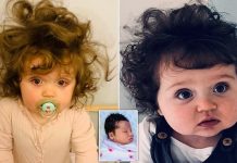 Годовалый ребенок с необычными длинными волосами прославился в сети