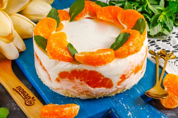 Муссовый мандариновый торт