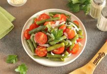 Постный салат из стручковой фасоли