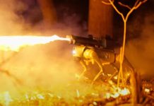 Американская фирма продает собаку-робота c огнеметом