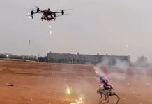 Необычная битва робота-собаки и дрона впечатляет зрителей