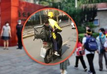Родители в Китае доверяют курьерам доставку своих детей в школу