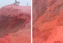 Иранский пляж неожиданно окрасился в кроваво-красный цвет