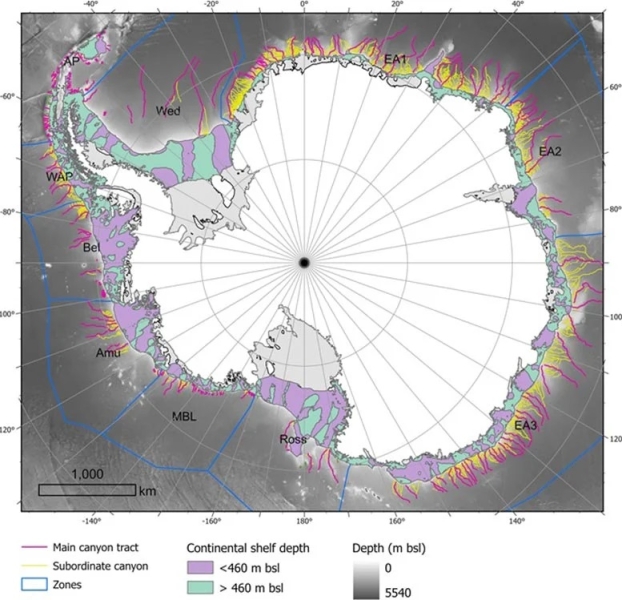 Километровые каньоны под Антарктидой могут оказывать влияние на климат