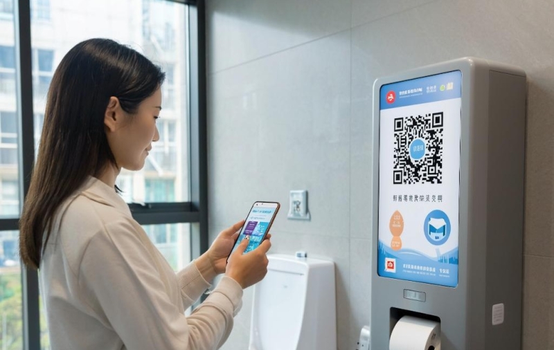 В китайских туалетах выдают бумагу после просмотра рекламы