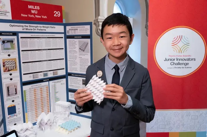 14-летний школьник разработал оригами-технологию, способную выдержать нагрузку в 10 тысяч раз больше собственного веса